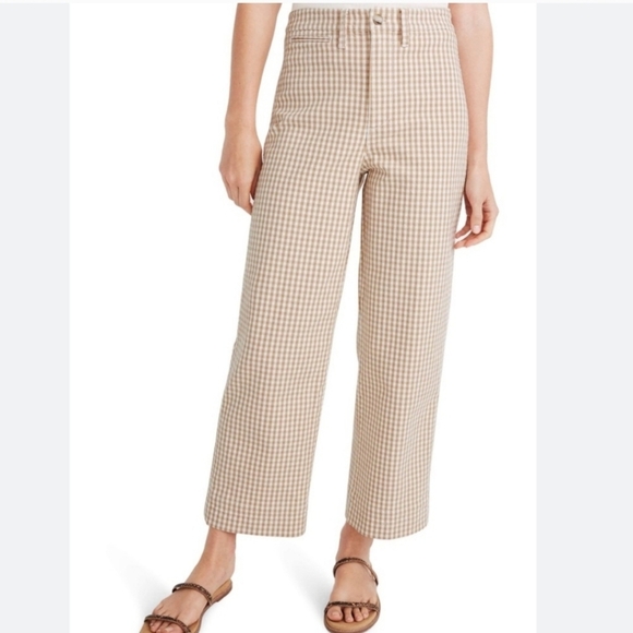 Madewell Pants - Madewell Emmett Wide Leg Crop pants tan  check print 29